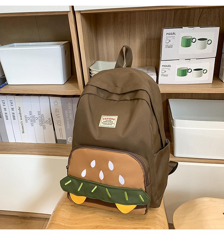 Школьный рюкзак ins Гамбург нишевый милый дизайн школьный рюкзак мультяшный универсальный для студента колледжа легкий дорожный рюкзак повседневный рюкзак