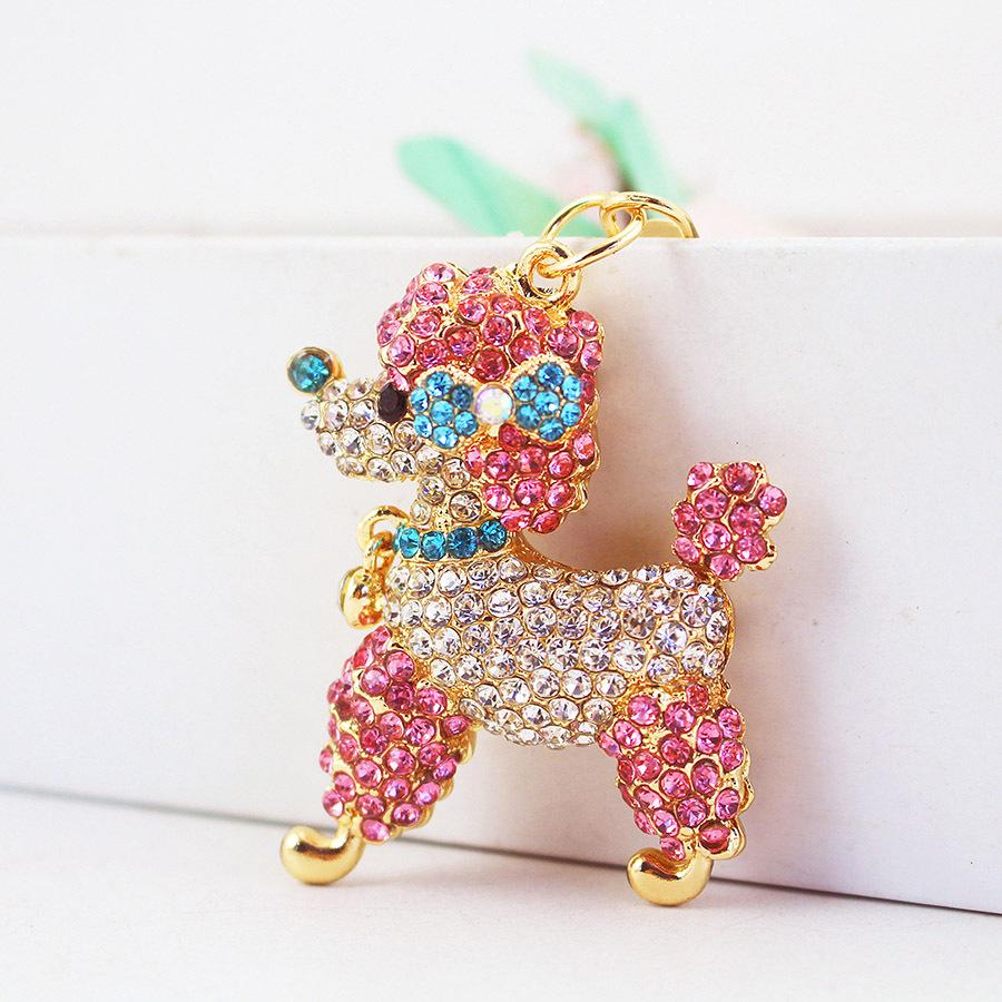 «Корейский милый пудель хрустальный брелок - подвеска для женской сумки 541»