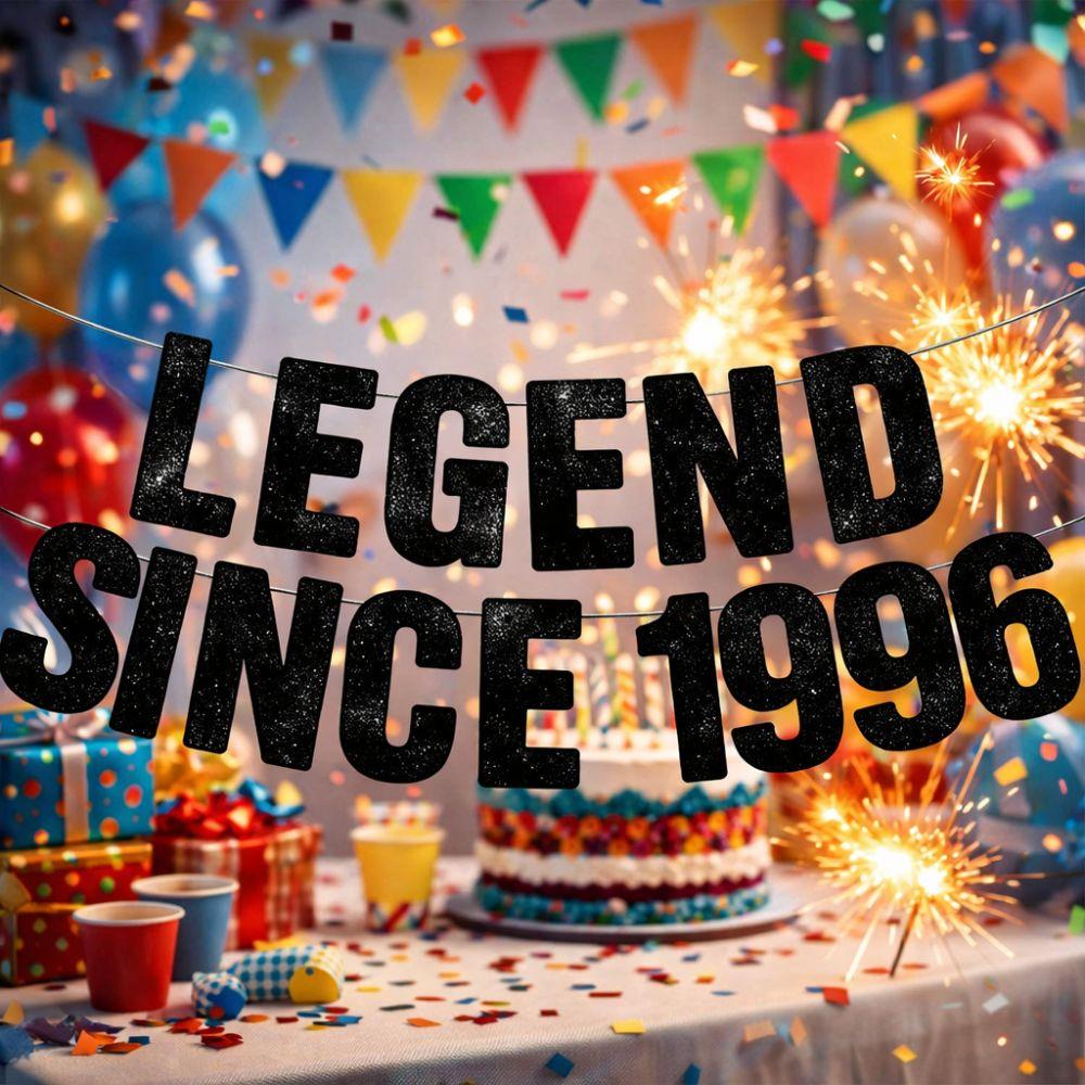 Black Paper Legend Since 1996 Banner Garland Handmade Happy Birthday Banner Decorative Celebrate Party Scene Prop Gift Giving