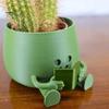 Счастливое лицо, горшок для цветов из смолы, гитара, приятель, сидящая мультяшная фигурка, суккулентный горшок для рабочего стола, кактусы, комнатные растения