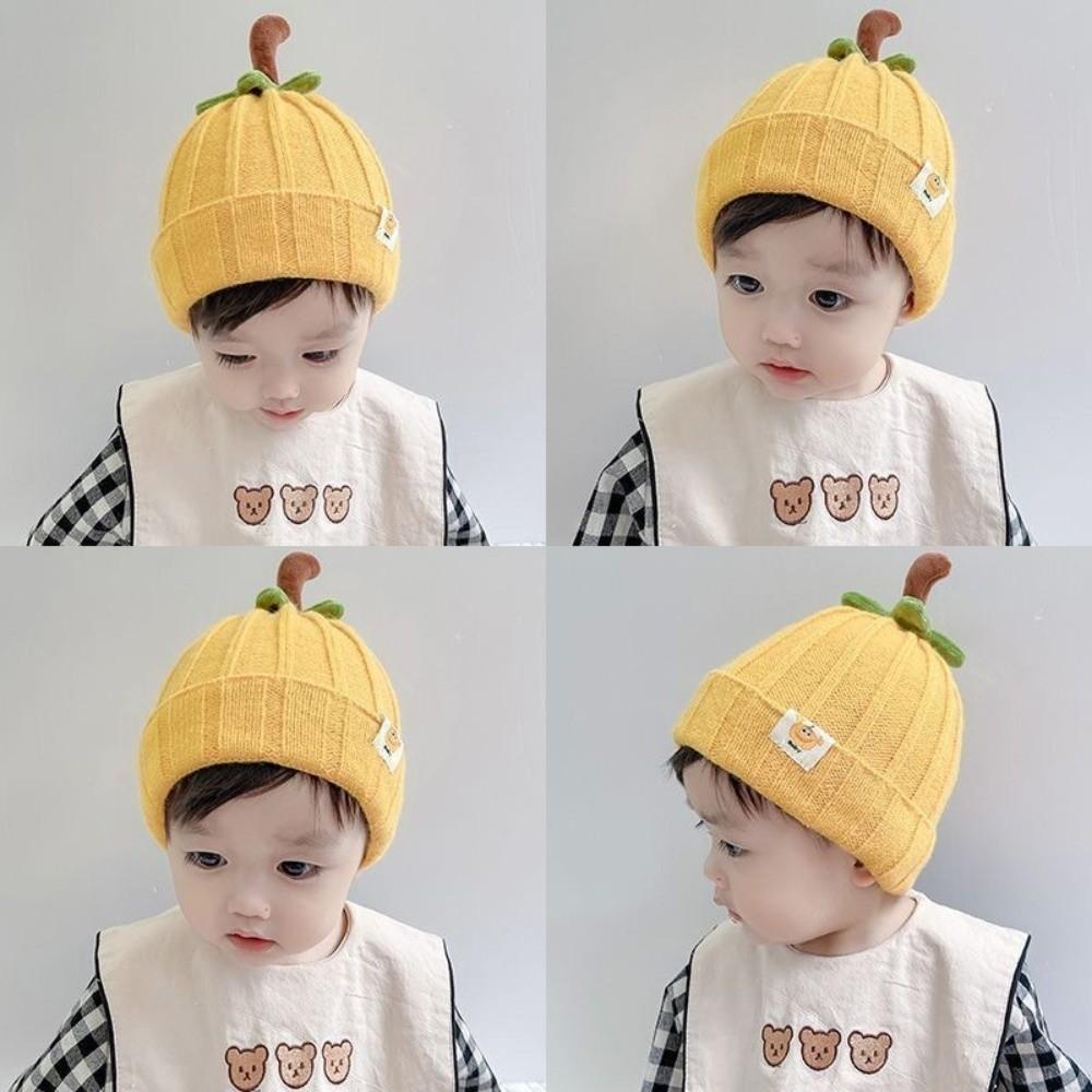 Cartoon Design Pumpkin Toddler Beanie Cuffed Style Infant Cap New Baby Knitted Hat Unisex