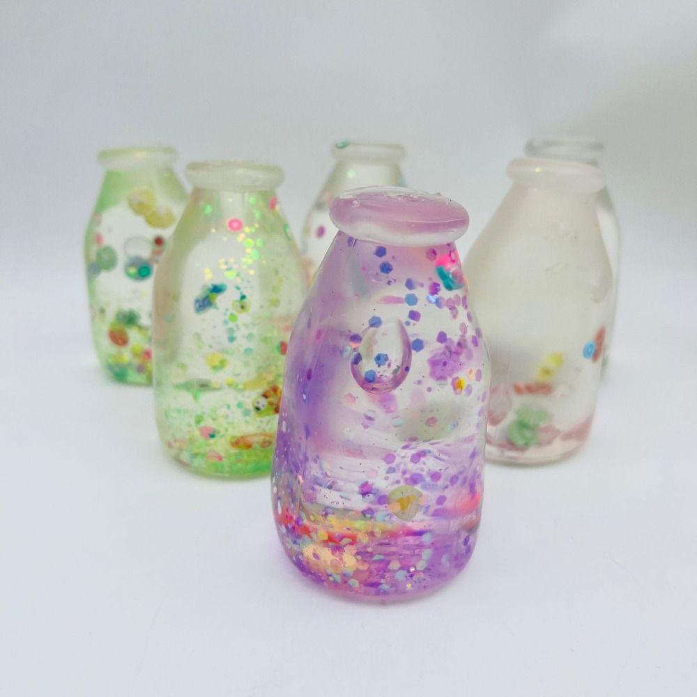 Creative Drifting Bottle Squishy Toy Sequins Water Bottle Squeeze Toy Office Desk Toy