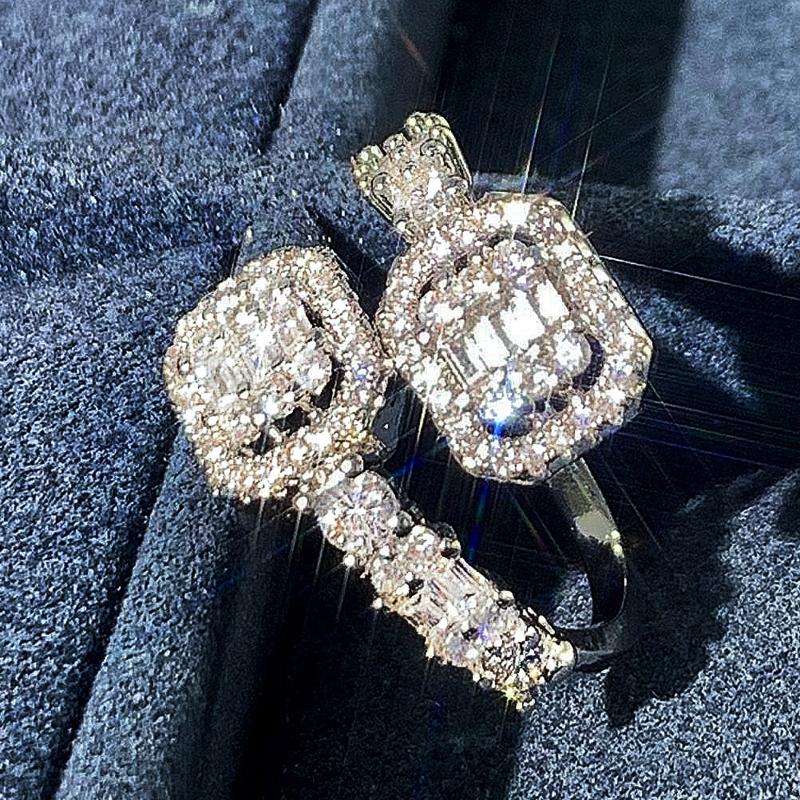 Блестящее кольцо с цирконием, открытое, женское, роскошное, серебристого цвета, украшение на палец, свадебная вечеринка, модные великолепные регулируемые аксессуары