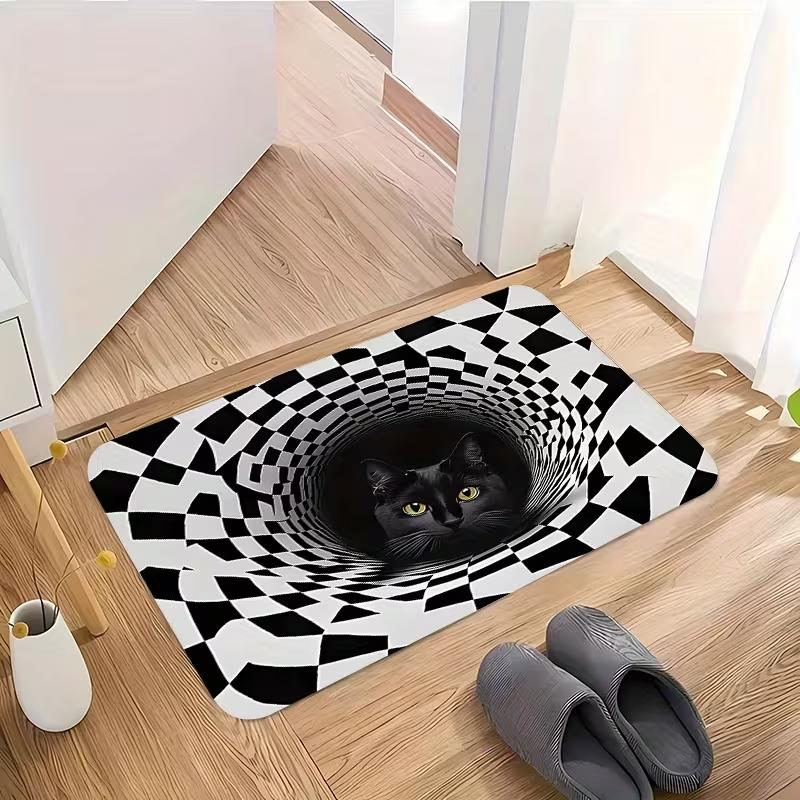 3D коврик для двери с кошкой Прямоугольный коврик для пола Милый коврик с лапкой кошки Впитывающий Легко чистящийся Ковер Подходит для входной двери в помещении Кухонный ковер