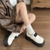 Retro Heightening British Style Platform Small Leather Shoes Women's 2025 New Autumn and Winter Versatile Velcro Mary Jane Loafers