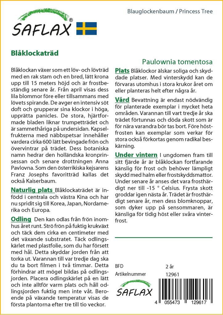 SAFLAX Подарочный набор - Дерево принцессы - 200 семян - С подарочной коробкой, карточкой, этикеткой и субстратом для горшков - Paulownia tomentosa