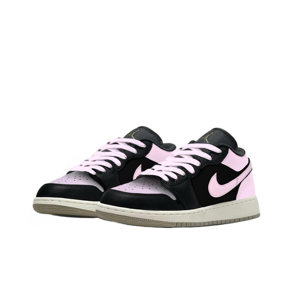 Jordan Air Jordan 1 Вишневый Цвет Розовый 1 Кожа Устойчивая к истиранию Низкие Винтажные Баскетбольные Кроссовки Унисекс Розовый 553558-092(Команда1119-1)