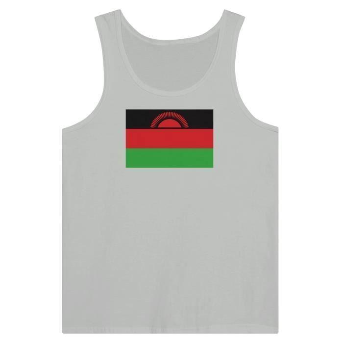 Débardeur - Drapeau du Malawi - Gris - 100% coton - Coupe ajustée - Mixte