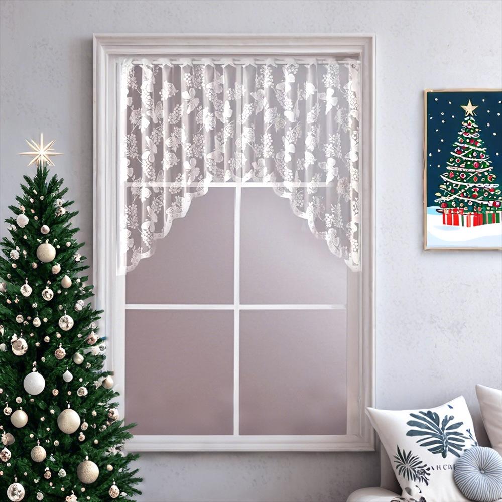 Finished Lace Woven Butterfly Flower Door Curtain Door Frame Curtain Head Small Window Short Curtain Small Curtain