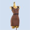 Sexy Spaghetti Straps Knitted Dress Women's Spring and Autumn Skirt Belly Covering Slim Looking Bodycon Dress Color Matching Backless Slim Fit