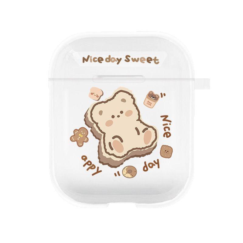 Tide brand cartoon bear AirPods 1/1st generation protective case, suitable for transparent Apple Pro1st generation Bluetooth headset soft case female