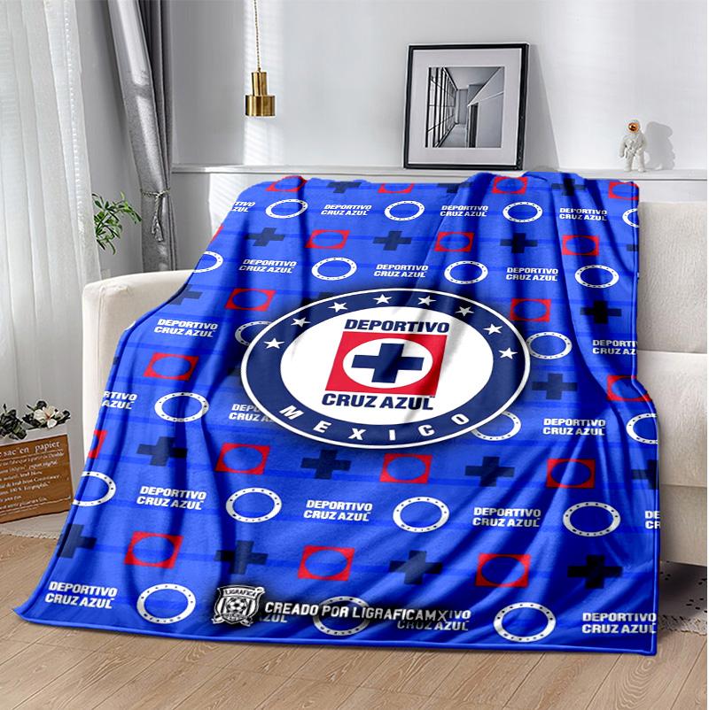 Cruz Azul Flannel Blanket Soft Warm All-Season Throw, Design for Camping, Car Travel, Hiking Sofa, Bed, Office Perfect Gift for Parties