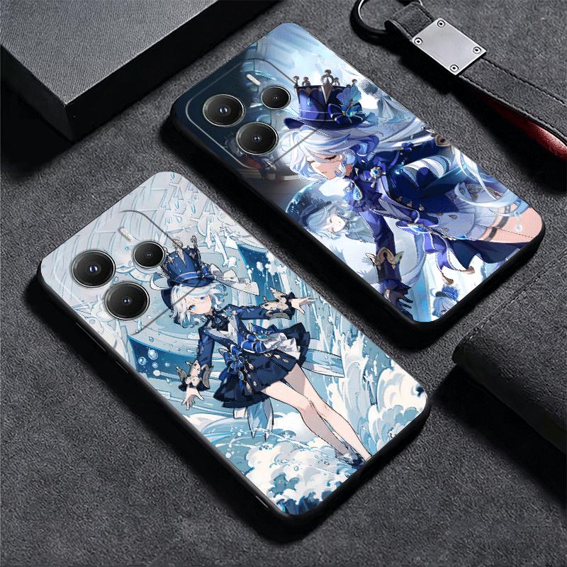 Мягкий чехол для телефона Genshin Impact Furina для Xiaomi Redmi Note 12 13 14 15 Pro Plus 11 12S 11S 11T 10 4G Черная задняя крышка