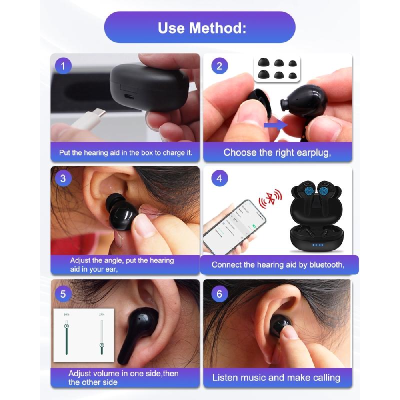 Перезаряжаемые слуховые аппараты, слуховой аппарат с Bluetooth, управление через приложение, усилитель высокой мощности, серьезная потеря для глухоты, aparelho Auditivo