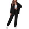 Women Casual Suit Set Elegant Women's Shirt Pants Set with Lapel Button-down Blouse Elastic Waist Trousers for Fall for Office