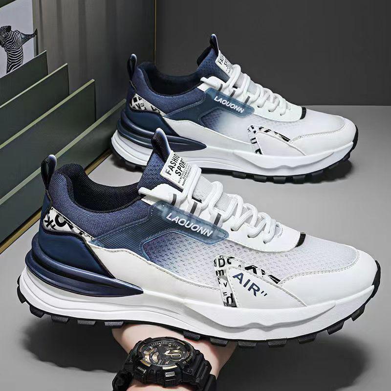 Spring and Autumn New Breathable Mesh Men's Shoes Comfortable Thick Bottom Running Sports and Leisure Shoes