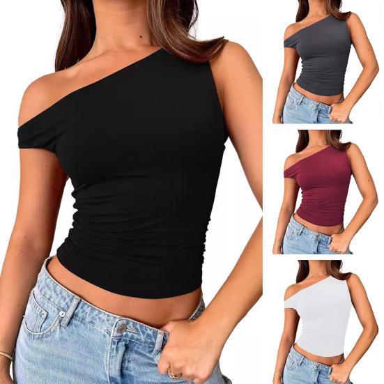 Женский жилет с косым воротником, пуловер без рукавов, однотонный, приталенный, с асимметричным вырезом, камзол