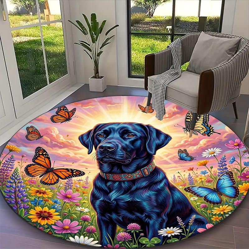 1pc Fierce Majestic Tiger Rug, Digital Printed Home Chair Sofa Mat, Durable Office Round Carpet, Beautiful Festival Decorations