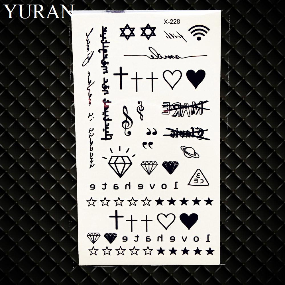 1PC Sexy Feather Words Black Letter Temporary Tattoo Body Art Drawings Sticker Hand Tatoo Childrens