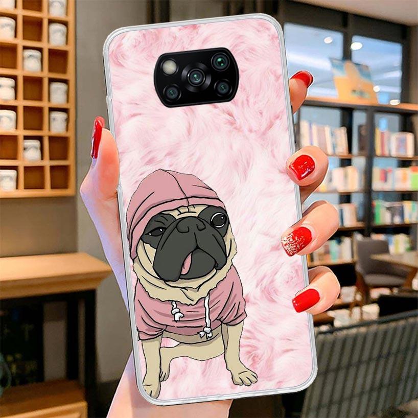 Love Pugs Cute Dog Cover Phone Case For Xiaomi Poco F7 Ultra X7 X6 X5 Pro M7 Redmi 15C 15 13C 13 12C 12 10C 10 9A 9C 9T 9 Shell