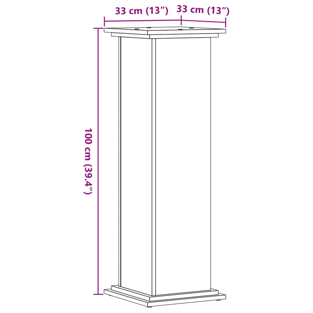 Plant Stand Vintage Wood Look 33 x 33 x 100 cm Engineered Wood