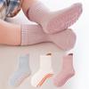3 Pairs/lot Kids Floor Socks Non-slip Solid Children's Socks for Boys Girls Cotton 0-5 Years Unisex Baby Toddler Accessories 2024