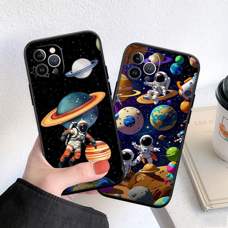 CJ12 Astronaut Space Moon Phone Case for Samsung Galaxy Note 10 20 S23 S24 S25 Ultra FE Plus Edge Lite A02S A35 A07 A17