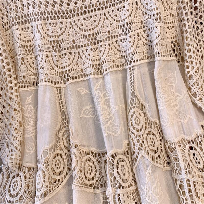 DIMANAF 2025 Летнее Женское Длинное Вязаное Платье с Рукавом Базовое Модное Кружевное Платье Свободное Платье