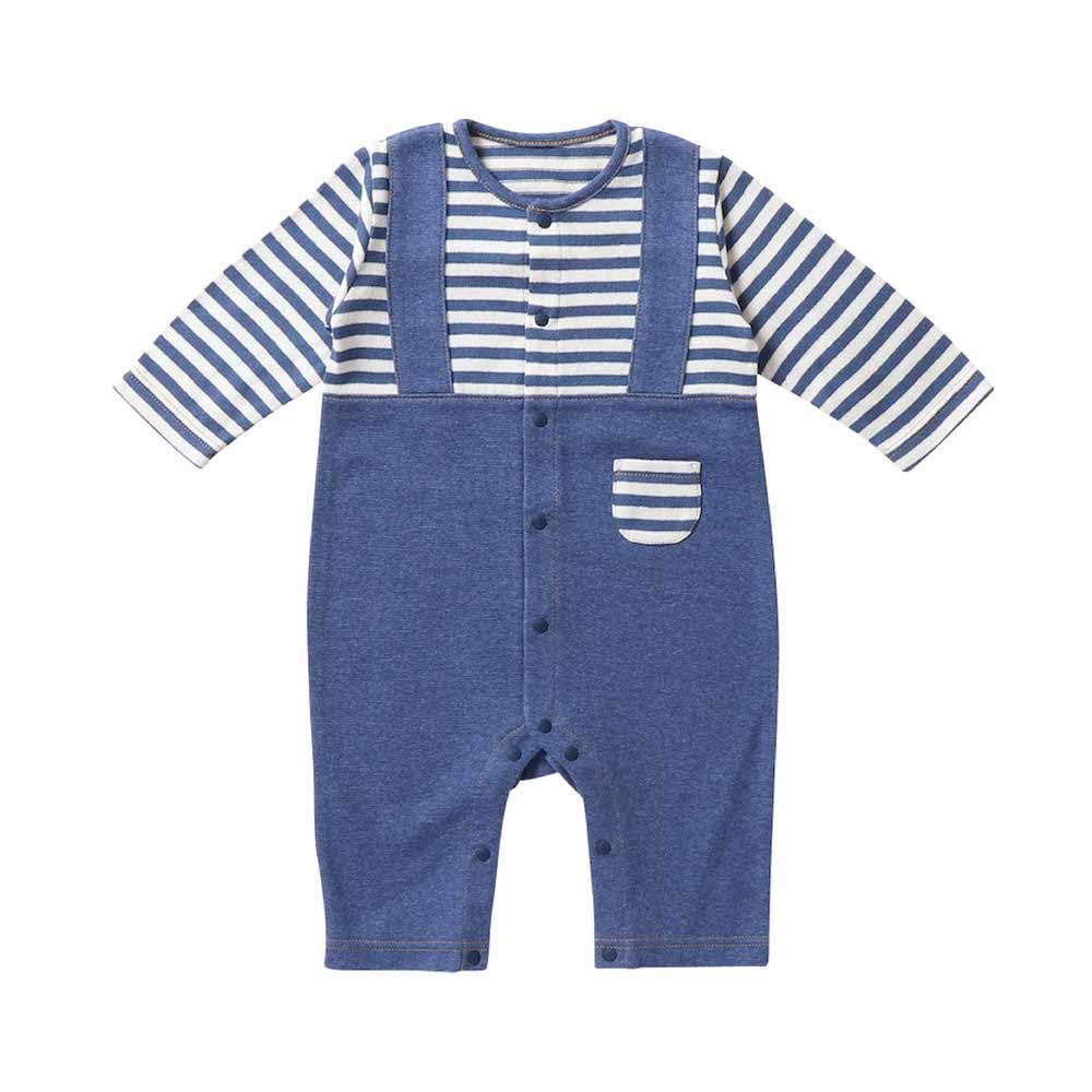 De Сделано в Японии Джинсовый стиль трикотажный комбинезон Стиль комбинезон для новорожденных Детская одежда Детская кайма 70 см 80 см Материал Теплый трикотаж Милый мальчики девочки [Creme