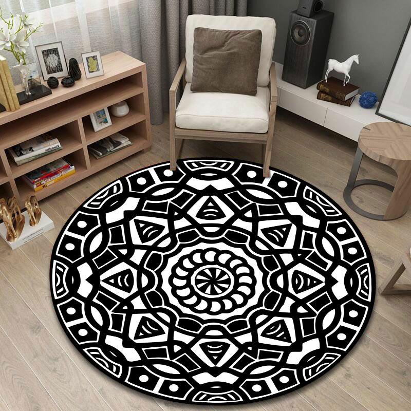 Rustic Round Botanical Multicolor Floor Rug, Non-Slip Floor Mat for Nursery