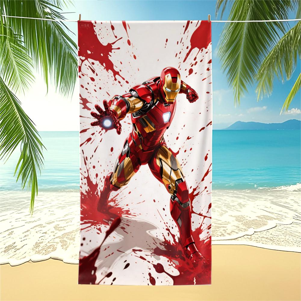 Marvel Iron Man Beach Towel,Superhero Pool Towel,Absorbent Towel Lightweight Towel,Bathroom Swimming,Best Gift for Teens