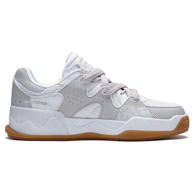 Li Ning FlashStar Скользкие Устойчивые к истиранию Низкие Кеды для Скейтборда Мужские Бело-Серые AGLT087-2