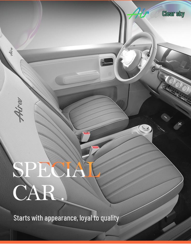 Custom-Fit Leather Car Seat Cushion for Wuling Qingkong - Cute Cartoon Design, Full Coverage for Four-Seat Models