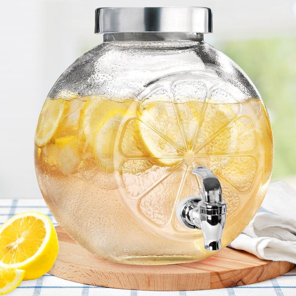 Glass jar with tap for drinks, lemonade, lemon, 5.4L, ORION 143793