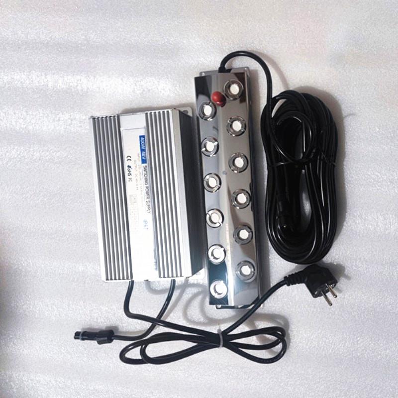 Увлажнитель воздуха DC48V 12 с кабелем длиной 10 м, включая водонепроницаемый блок питания 110 В/220 В, промышленный туманообразователь