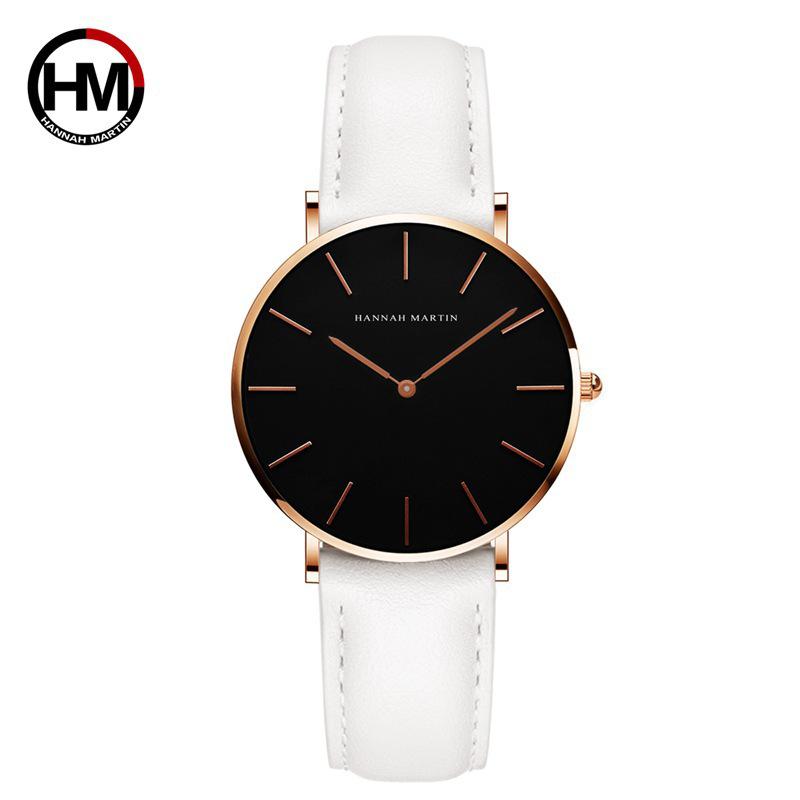 Women's Waterproof Quartz Watch with Leather Strap - Japanese Movement