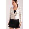 Women's White Double Breasted Tweed Crop Jacket