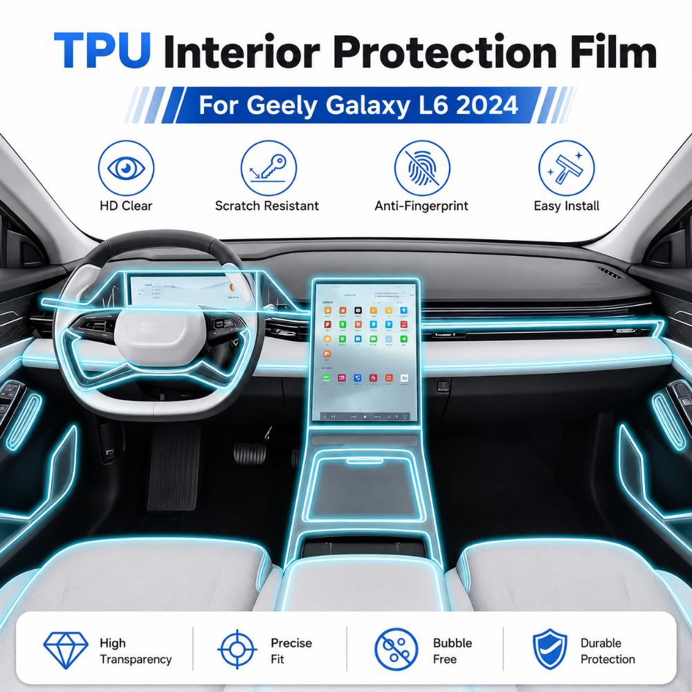Car Accessories Center Console Transparent TPU Protective Film Anti Scratch Sticker LCD Screen Film For Geely Galaxy L6 2024