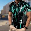 Men's Shirt Polo Casual Zip Short Sleeve Fashion Casual Zipper Summer Spring Regular Fit Glass Printing 3D Print Shirt