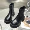 2024 New Shoes Female Ankle Women's Boots Platform Modern Boots Women Sewing Round Toe Back Zip Square Heel Shoes Women Zapatos