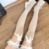 Lace Bowknot Over Knee Stockings Women Sweet Summer Lolita JK Fishnet Thigh High Socks Girls Japanese Mesh Pantyhose