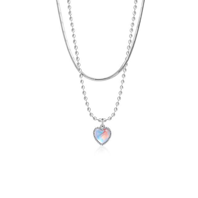 Fashion 925 Sterling Silver Moonstone Heart Crystals Necklaces For Women Luxury Designer Jewelry WholesaleItems