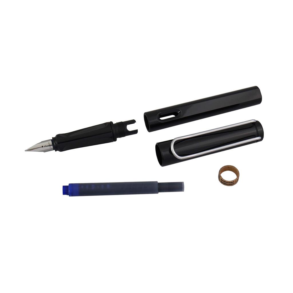 LAMY Safari L19 Shiny Black F LT10 Cartridge Set (Fine Nib) & (LT10BLBK (Blue Black))