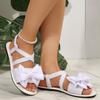 Women's Flat Sandals 2025 New Summer Beach Sandals Outdoor Lightweight Walking Flat Sandals for Women Bow Elastic Casual Sandal