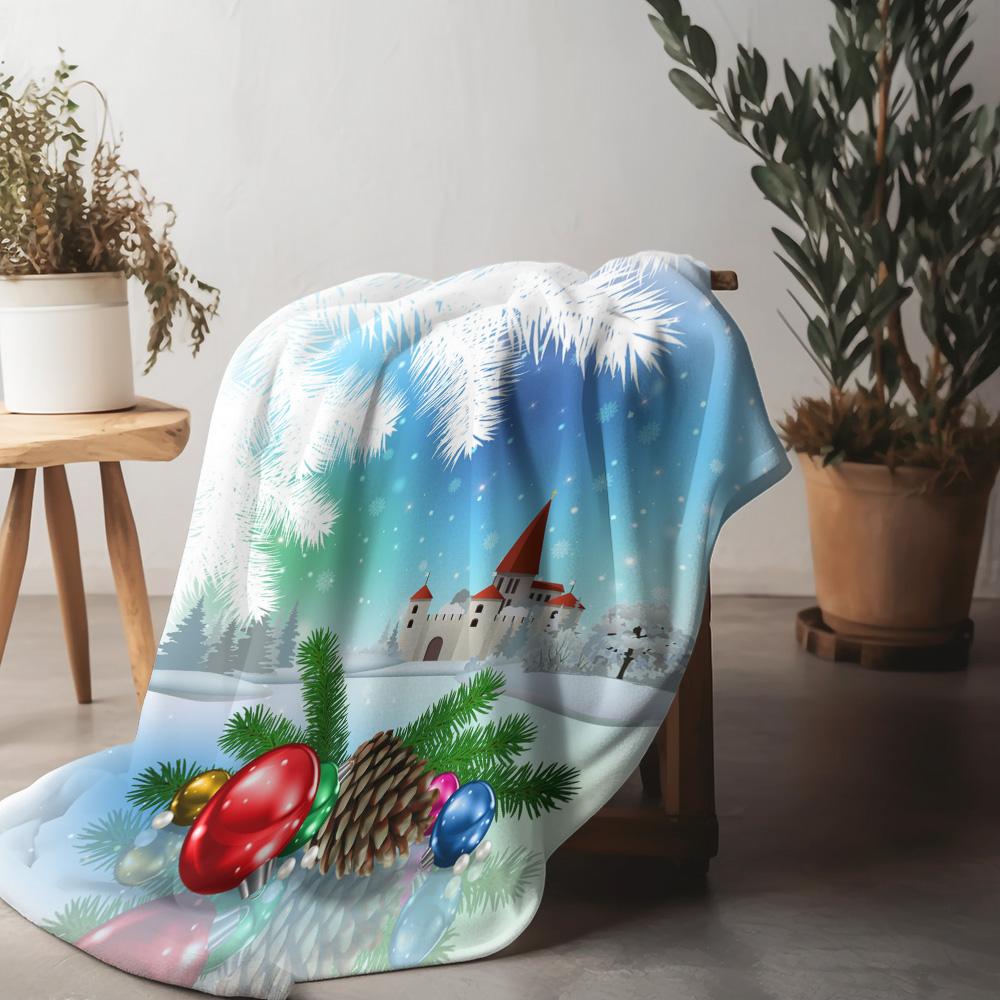 Winter Castle Tapestry Cozy Home Decor Nordic Style Throw Blanket Christmas Gift Dorm Room Decor Scenic Wall Hanging Holiday Vib