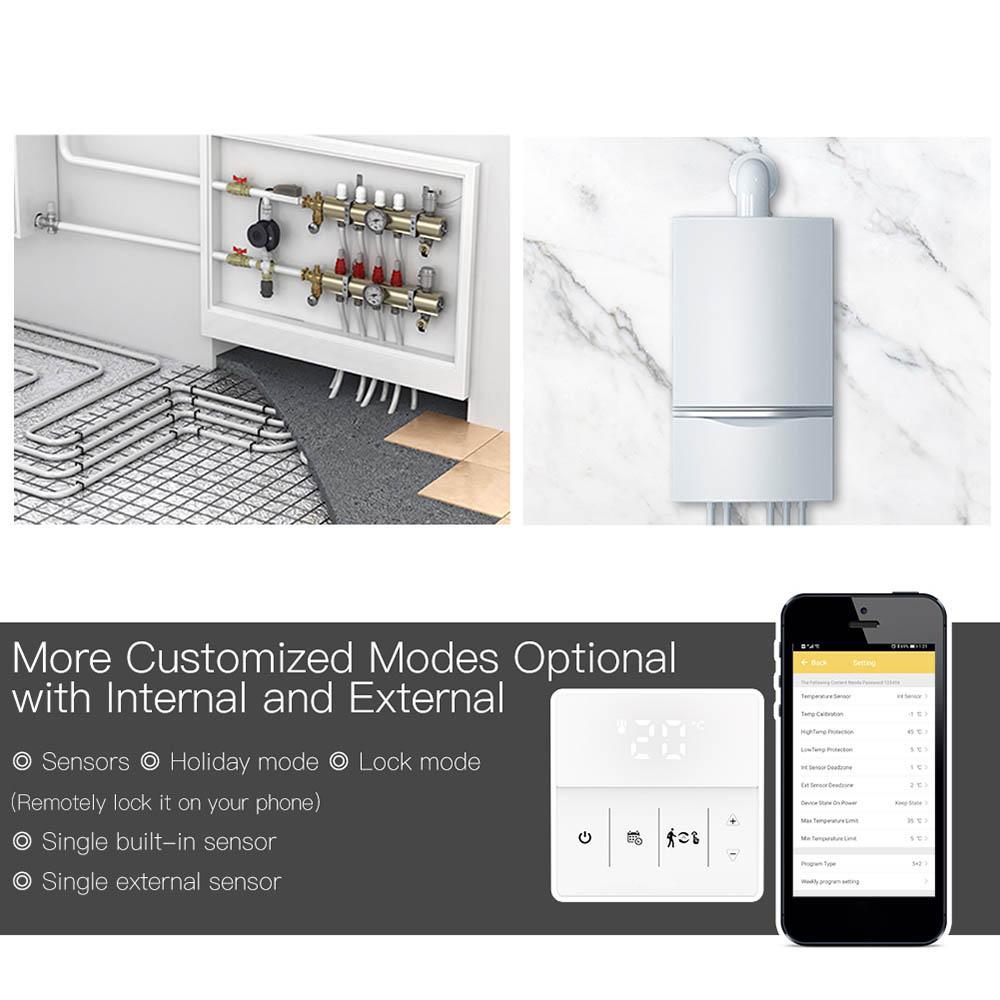 WiFi Smart Thermostat Temperature Controller for Water Floor Heating  Water/Gas Boiler 3A Touch Control Weekly Programmable APP/ Voice Control Compat