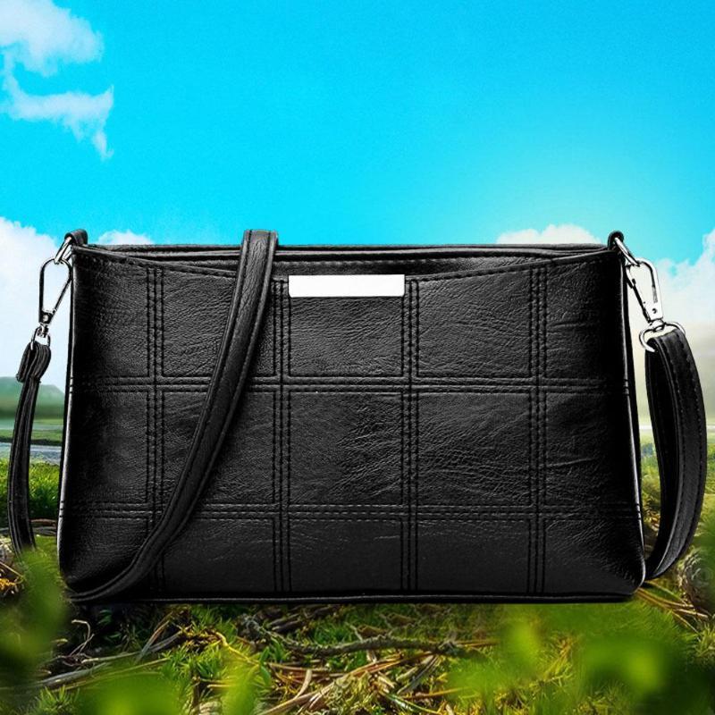 Модная женская сумка PU Plaid Messenger Bag Crossbody Сумки через плечо