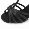 Women Latin Dance Shoe Satin Sandal Ladies Latin Dancing Shoes 8.5cm Heel High Heel Soft Sole T Bar Indoor