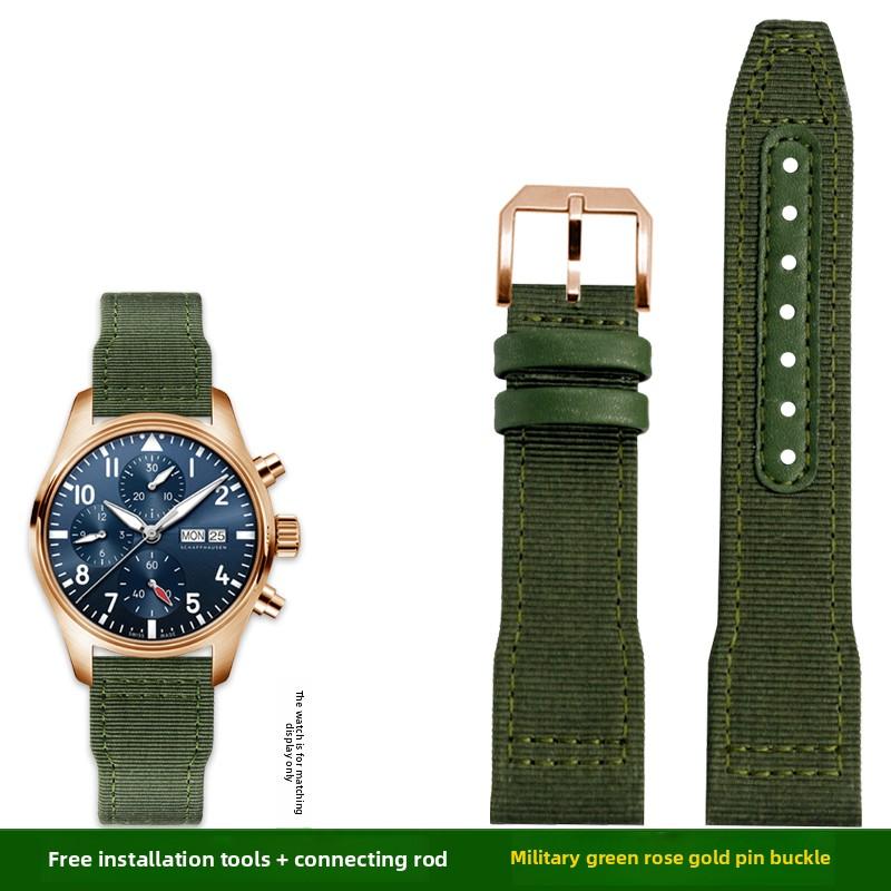 Для IWC Pilot Нейлоновый ремешок из натуральной кожи для часов IWC Mark 18 Balack Aces Portuguese оригинальный плетеный холщовый ремешок Браслет