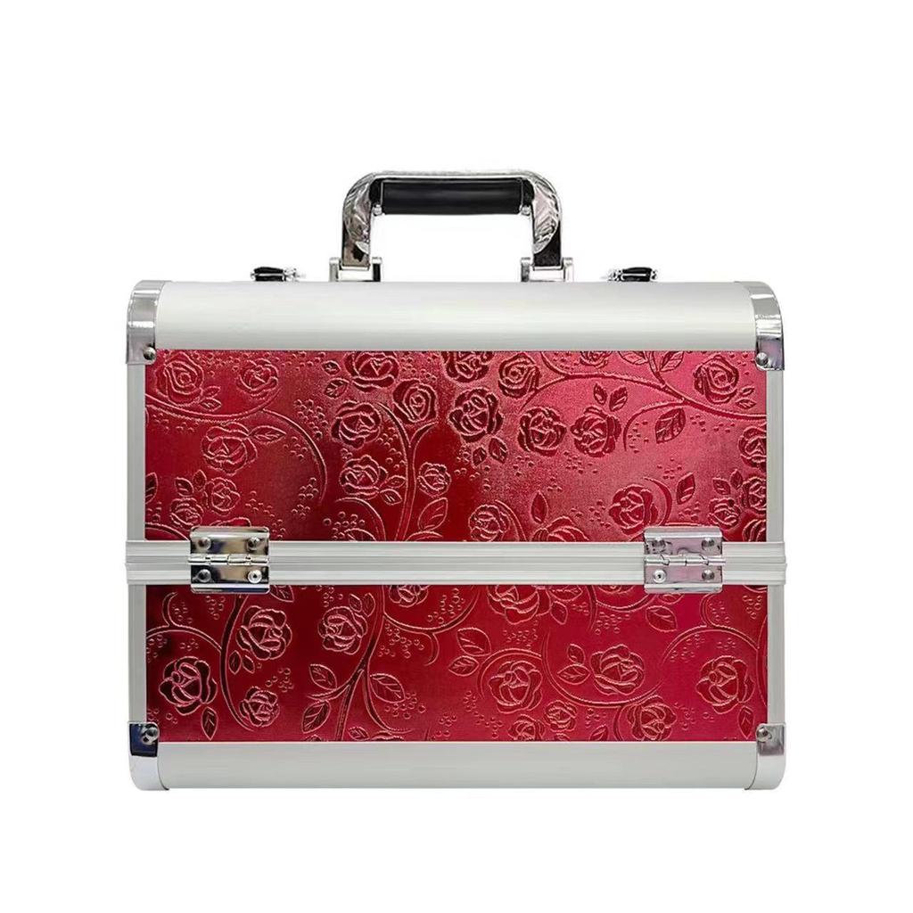 Алюминиевый ящик для косметики и инструментов для дизайна ногтей, татуировок и наращивания ресниц - двойной, открытый, студенческий ящик для хранения